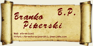 Branko Piperski vizit kartica